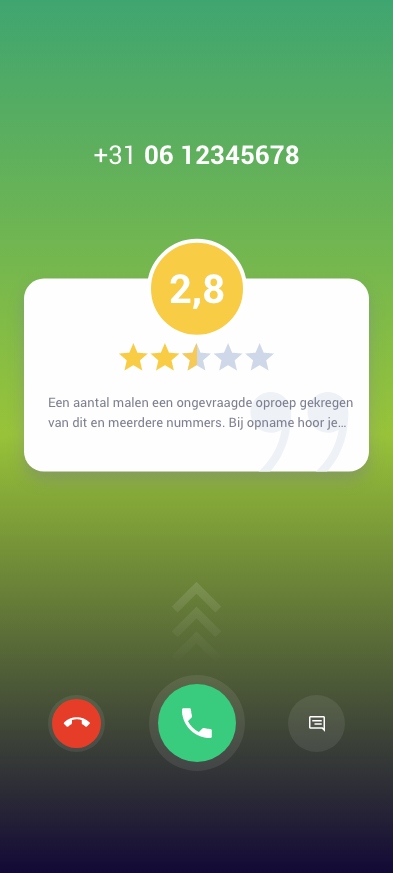 Pop-up tijdens een inkomend gesprek